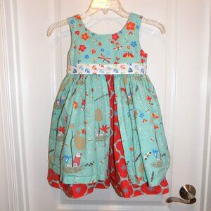 JELLY THE PUG Hey Sailor Dress 6 Seagull Nest Blue Red Floral Apron Ruffle Twirl